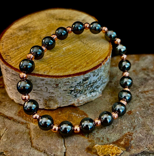 Copper & Hematite Bracelet – Grounding, Strength & Energy Balance (Large Wrists)