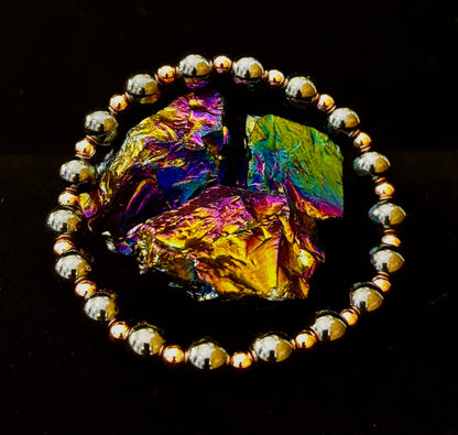 Copper & Hematite Bracelet – Grounding, Strength & Energy Balance (Large Wrists)