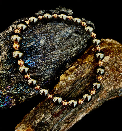 Copper & Hematite Bracelet – Grounding, Strength & Energy Balance (Large Wrists)