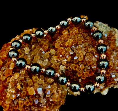 Copper & Hematite Bracelet – Grounding, Strength & Energy Balance (Large Wrists)
