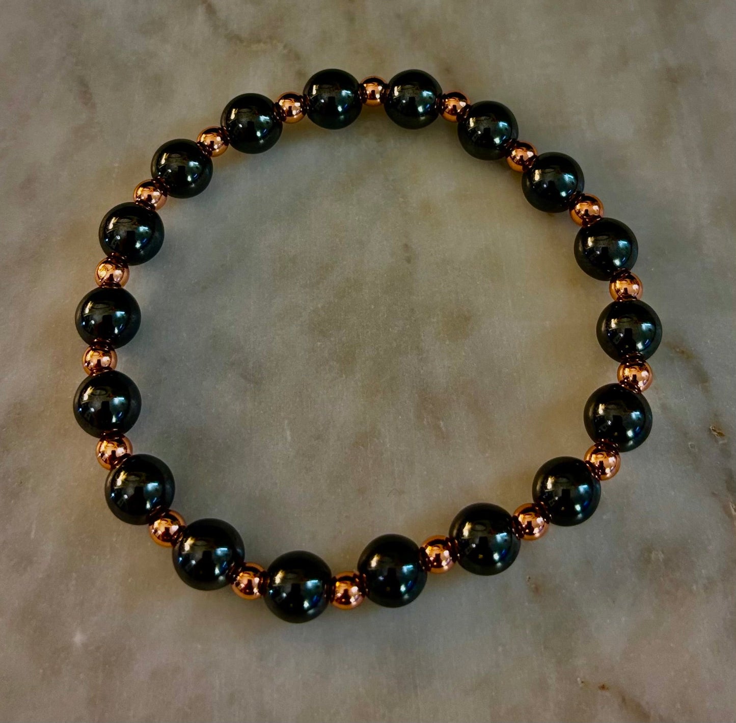 Copper & Hematite Bracelet – Grounding, Strength & Energy Balance (Large Wrists)