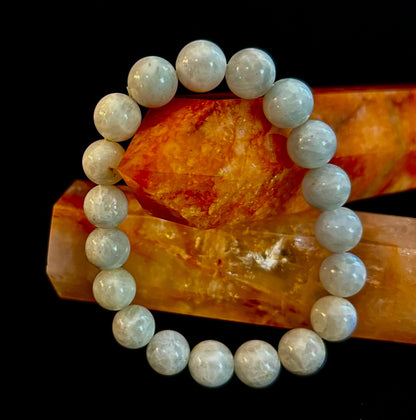 Reiki-Infused Rainbow Moonstone Power Bracelet – 10mm Beads (Medium Wrist)