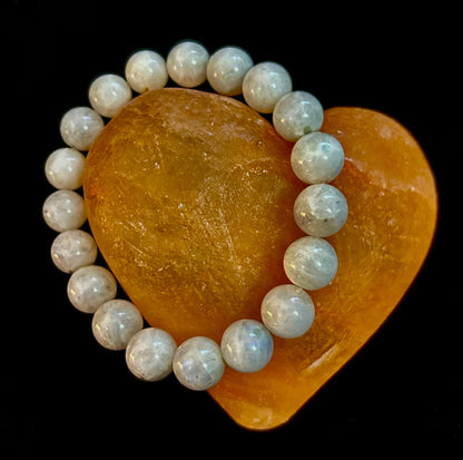 Reiki-Infused Rainbow Moonstone Power Bracelet – 10mm Beads (Medium Wrist)