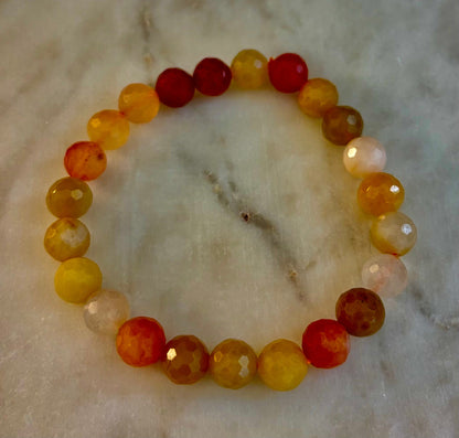 Bright Orange Aventurine Polyhedral-Cut Bracelet – 8mm (Medium Wrist) | Reiki-Infused Confidence & Creativity Stone