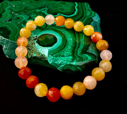 Bright Orange Aventurine Polyhedral-Cut Bracelet – 8mm (Medium Wrist) | Reiki-Infused Confidence & Creativity Stone