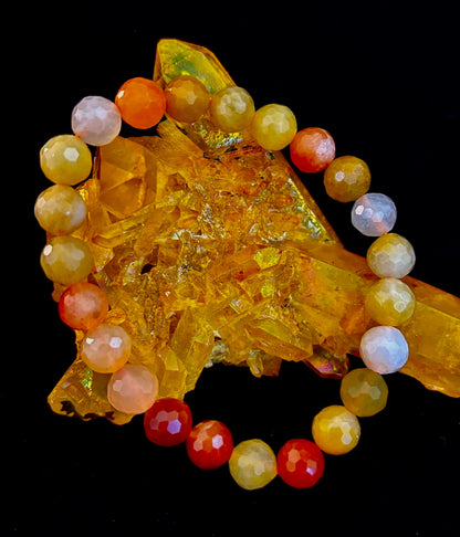 Bright Orange Aventurine Polyhedral-Cut Bracelet – 8mm (Medium Wrist) | Reiki-Infused Confidence & Creativity Stone