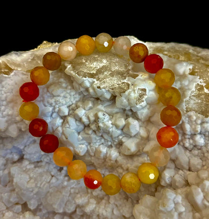 Bright Orange Aventurine Polyhedral-Cut Bracelet – 8mm (Medium Wrist) | Reiki-Infused Confidence & Creativity Stone