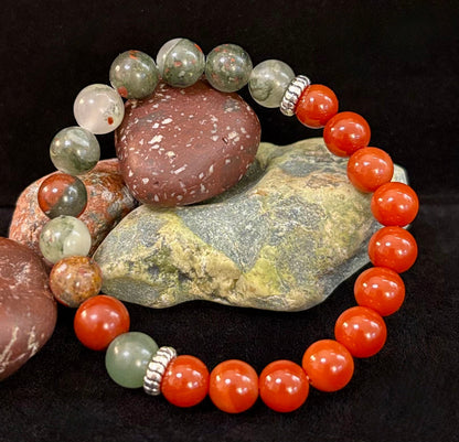 Health & Wellness Intention Bracelet – Reiki-Infused Carnelian & African Bloodstone
