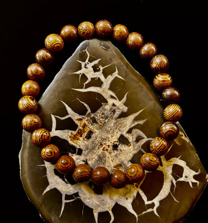 Barely There Wooden Bead Bracelet – Ultra-Lightweight Earth Style for Men (Large Wrists)