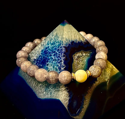 Angelic Harmony Bracelet – Angelite & White Porcelain Stone (Reiki-Infused | Medium Wrists)