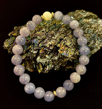 Angelic Harmony Bracelet – Angelite & White Porcelain Stone (Reiki-Infused | Medium Wrists)