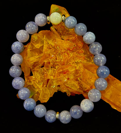 Angelic Harmony Bracelet – Angelite & White Porcelain Stone (Reiki-Infused | Medium Wrists)