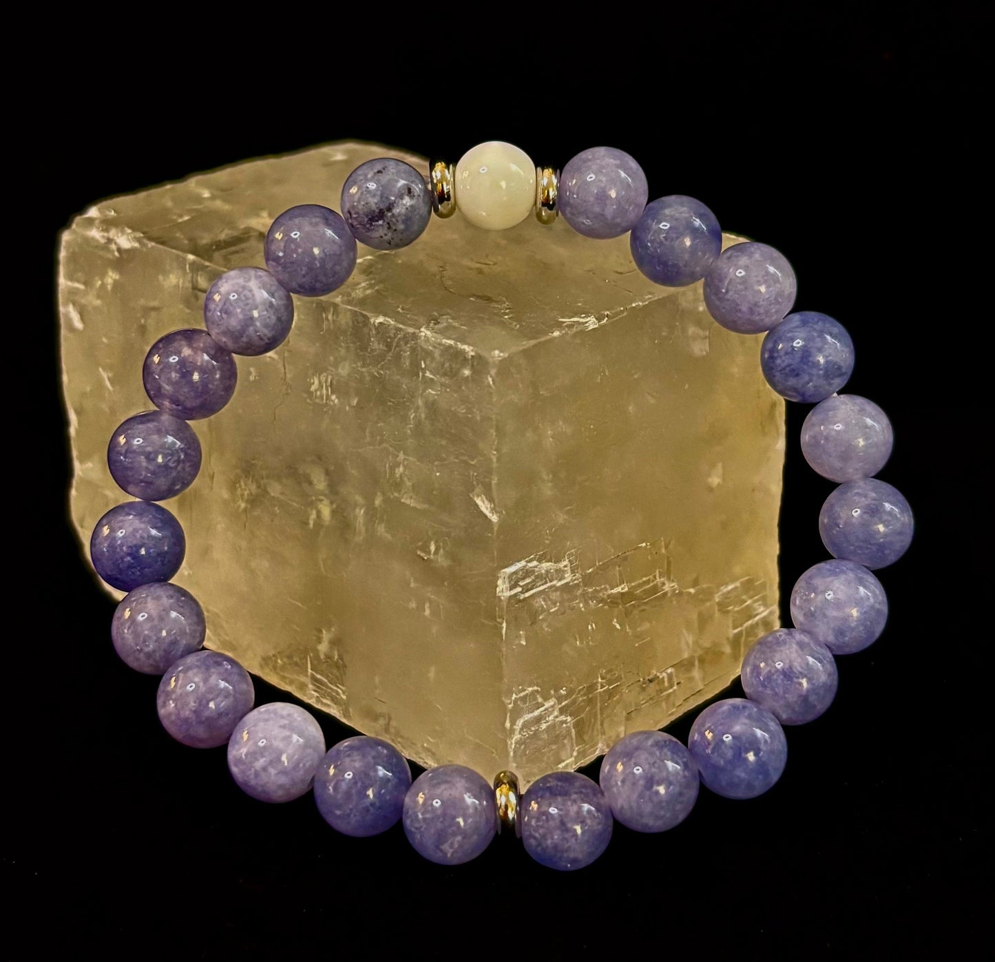 Angelic Harmony Bracelet – Angelite & White Porcelain Stone (Reiki-Infused | Medium Wrists)