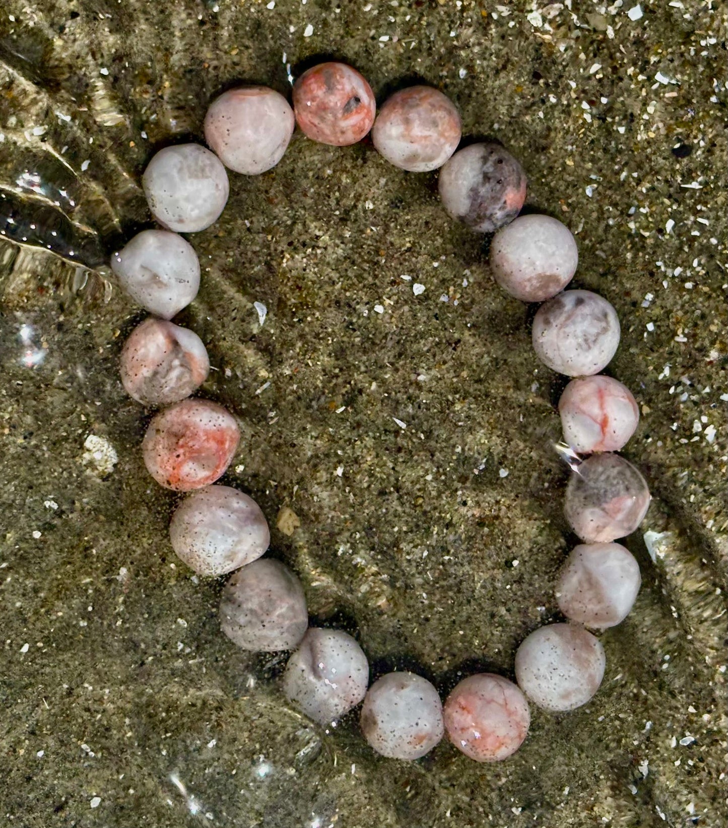 Pink Zebra Jasper Beaded Beach Vibes Bracelet – Natural Stone for Calm, Confidence, and Happiness