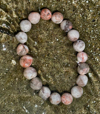 Pink Zebra Jasper Beaded Beach Vibes Bracelet – Natural Stone for Calm, Confidence, and Happiness