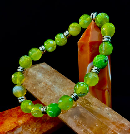 Green Lime Agate - 8"-8.5" - Large and XL Wrists