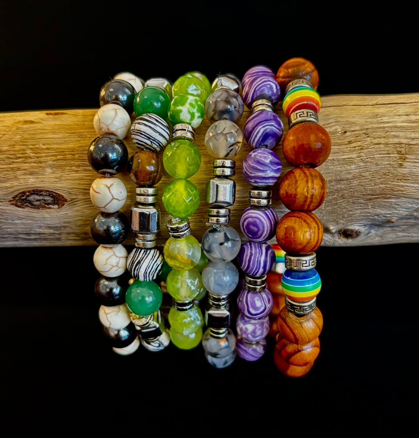 Purple Malachite Handmade Bracelet - 8"-8.5" - Large and Extra Large Wrists