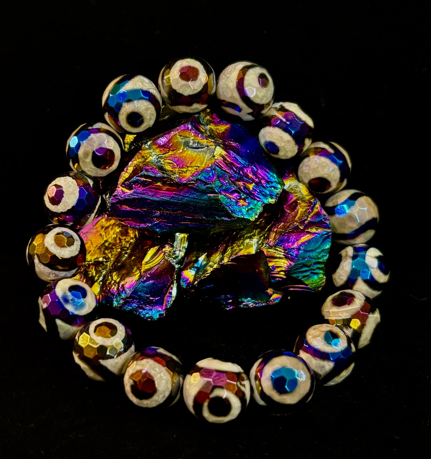 Mexican Agate Evil Eye Bracelet — Natural Earth-Mined Agate Beaded Bracelet Inspired by Puerto Vallarta (12mm, Medium–Large Wrists)