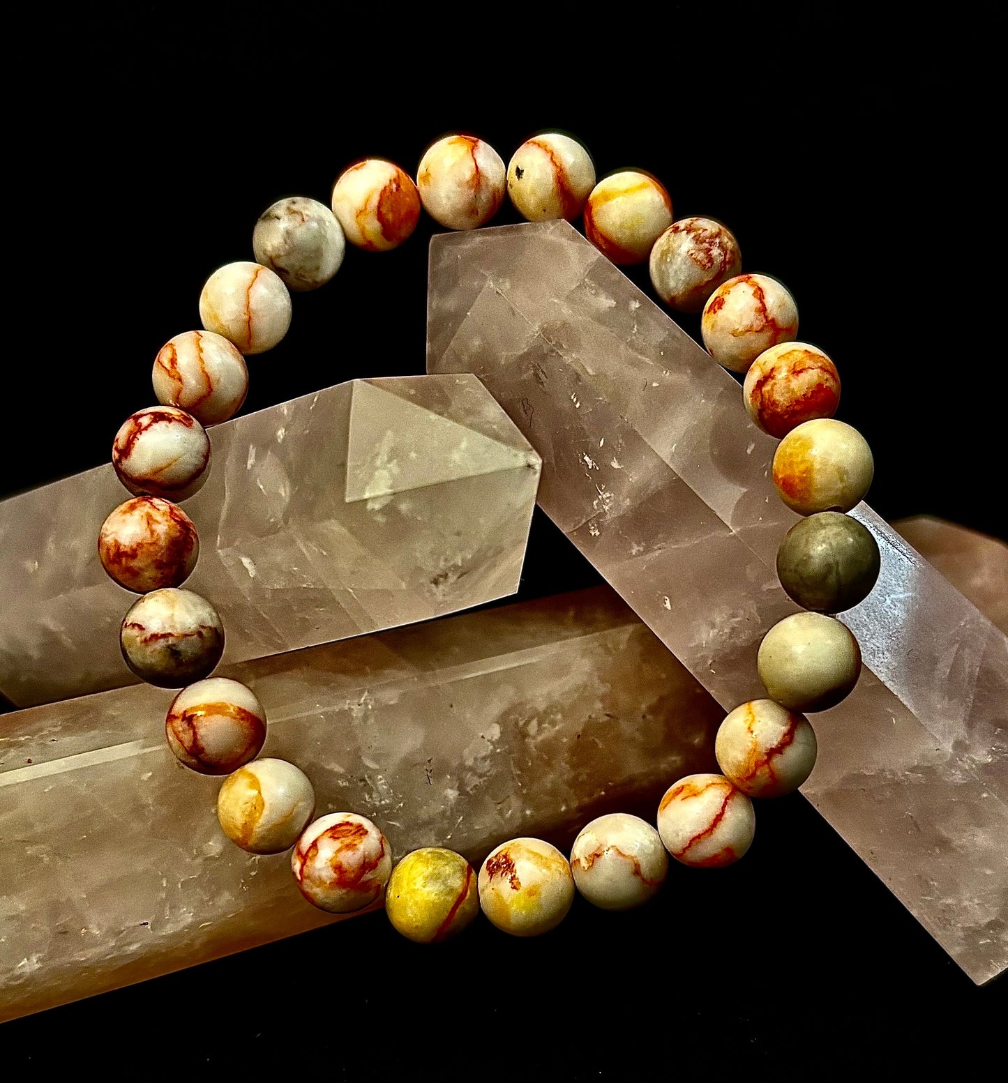 Red Vein Jasper Bracelet — Natural Jasper Healing Stretch Bracelet for Strength & Grounding