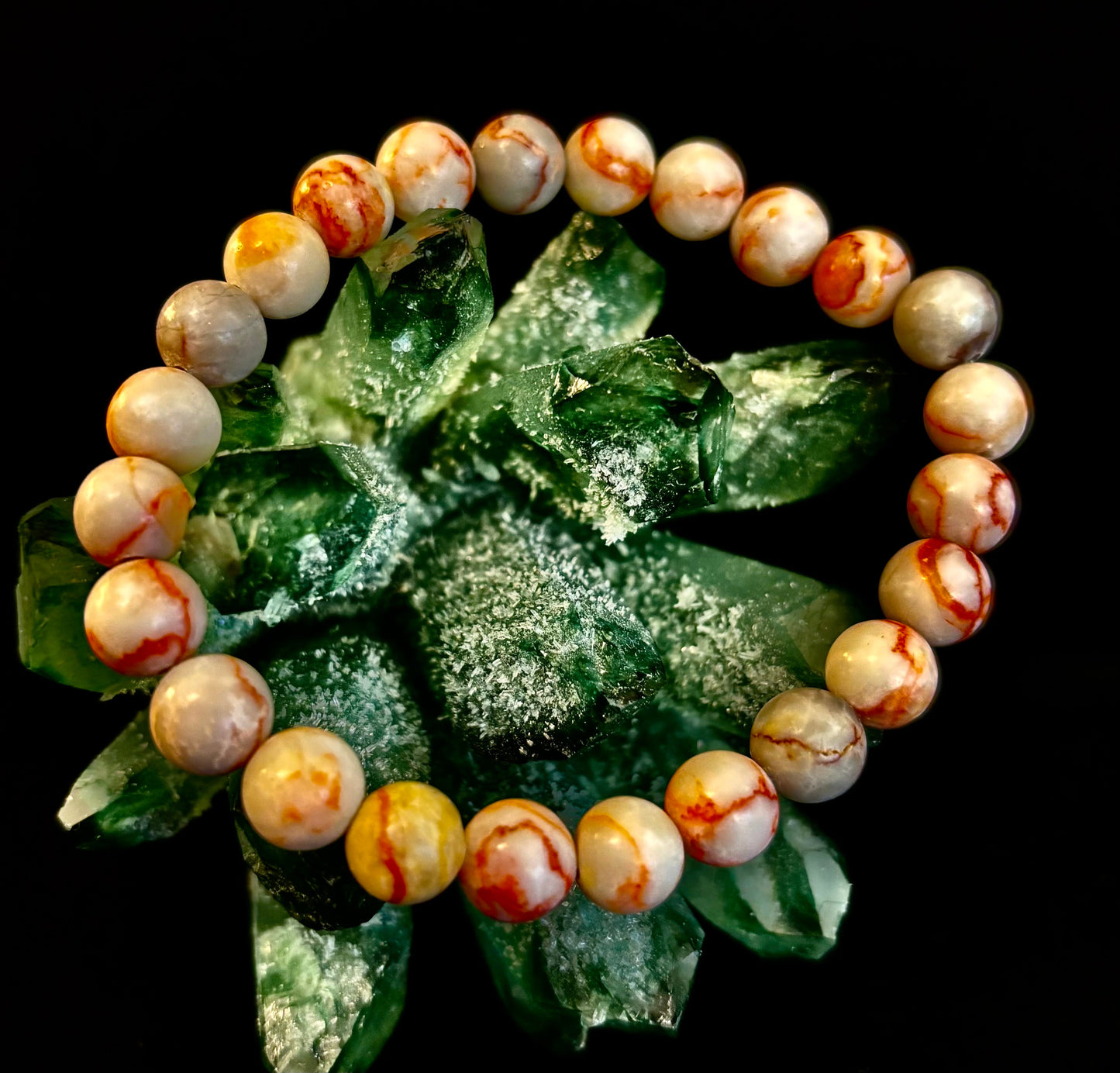 Red Vein Jasper Bracelet — Natural Jasper Healing Stretch Bracelet for Strength & Grounding