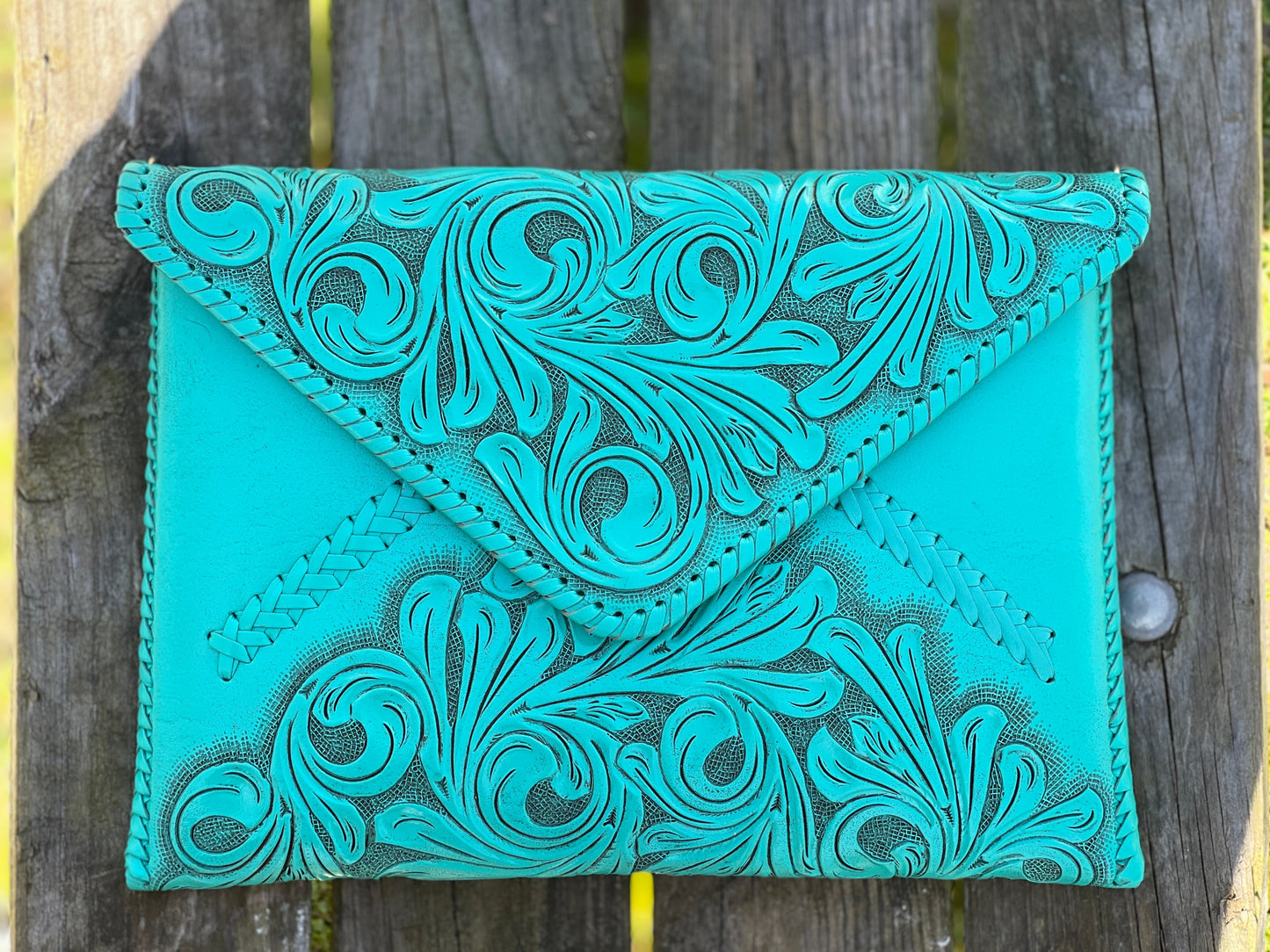 Hand-Tooled Leather Crossbody & Clutch Bag "ITALIA" by ALLE