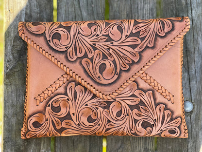 Hand-Tooled Leather Crossbody & Clutch Bag "ITALIA" by ALLE