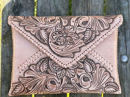 Hand-Tooled Leather Crossbody & Clutch Bag "ITALIA" by ALLE
