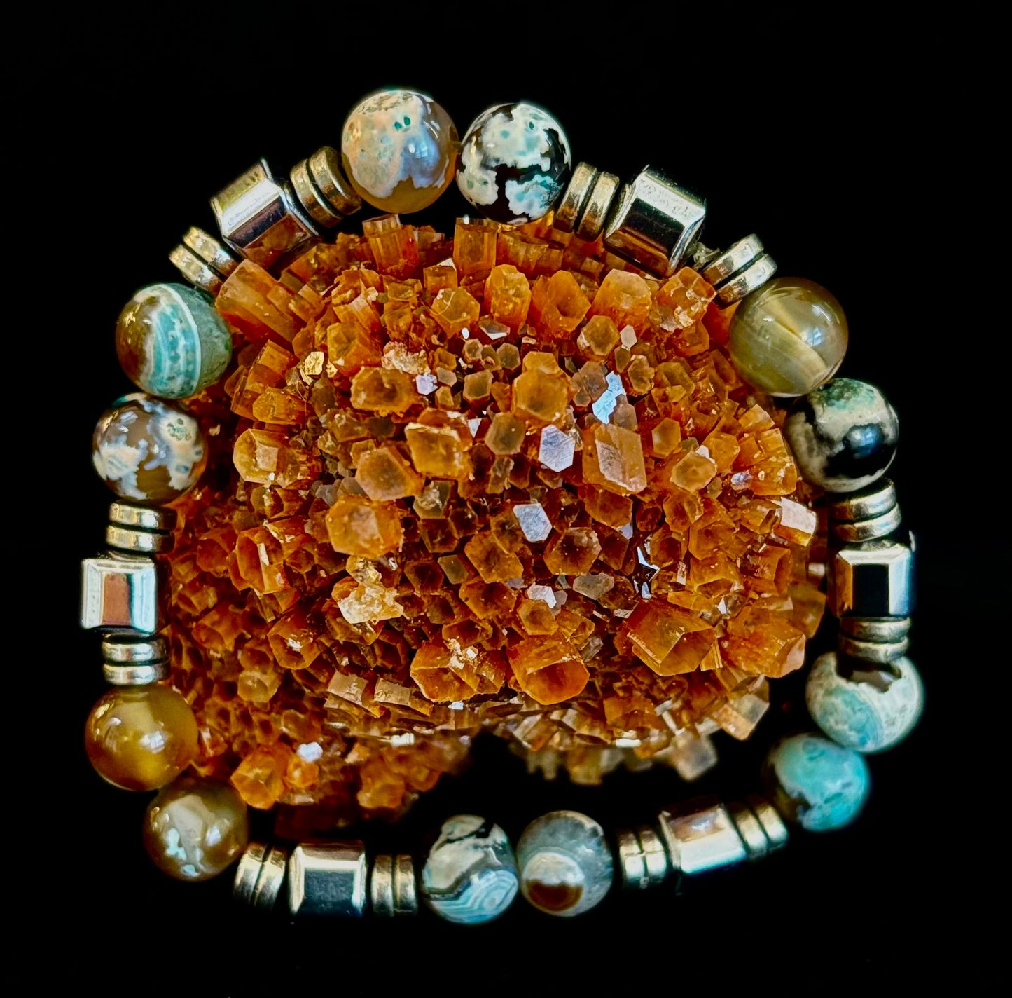 Earth Tone Natural Stone Bracelet – One-of-a-Kind XL Crystal Bracelet
