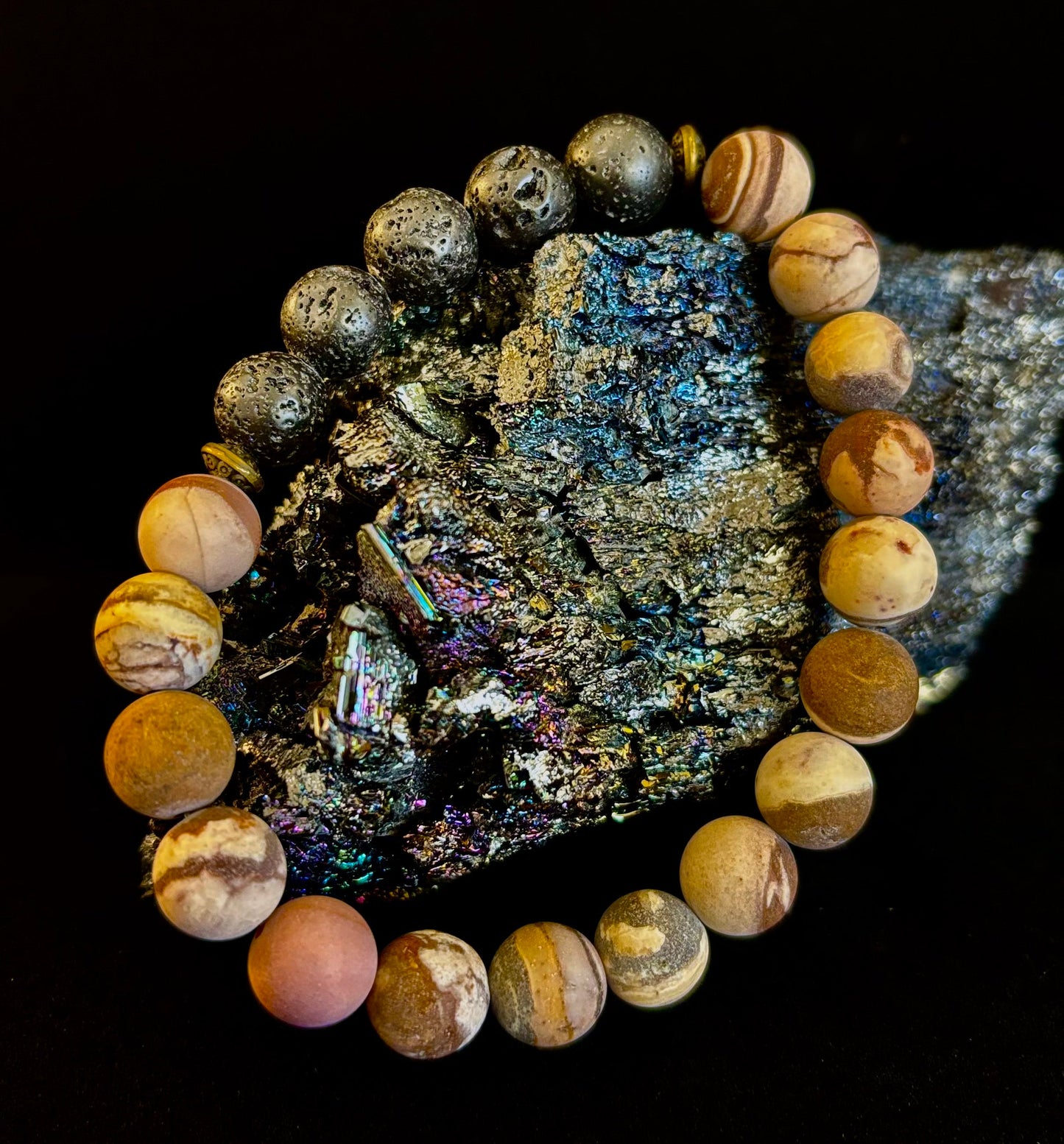 Matte Brown Zebra Jasper Lava Rock Diffuser Bracelet
