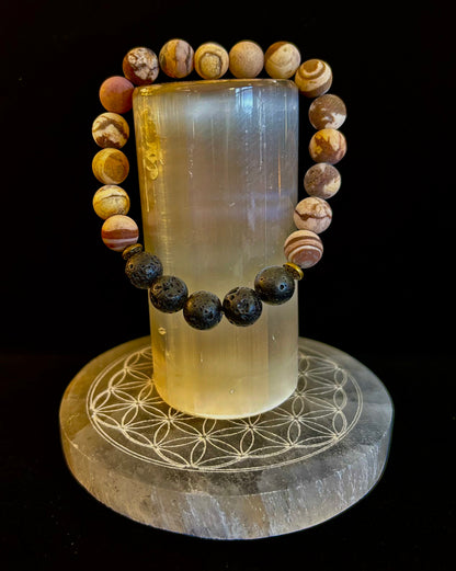 Matte Brown Zebra Jasper Lava Rock Diffuser Bracelet