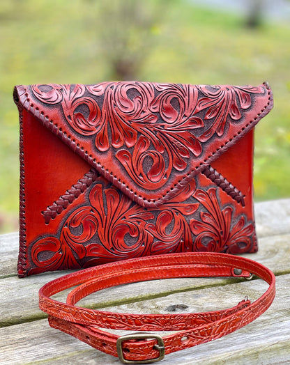 Hand-Tooled Leather Crossbody & Clutch Bag "ITALIA" by ALLE