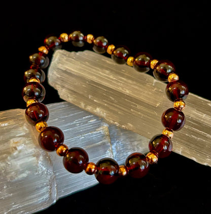Passion & Strength Garnet Bracelet – Delicate Gemstone Bracelet with Copper Accents