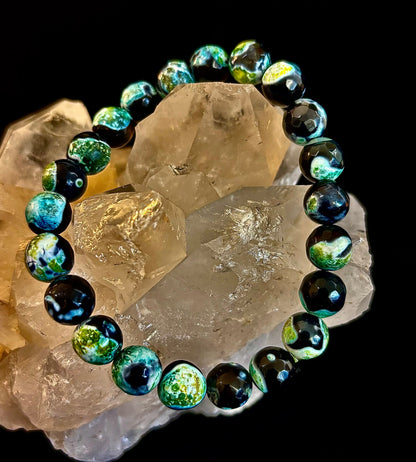 Green Ocean Jasper Energy Bracelet – 10mm Natural Ocean Jasper Bracelet for Grounding & Positive Energy
