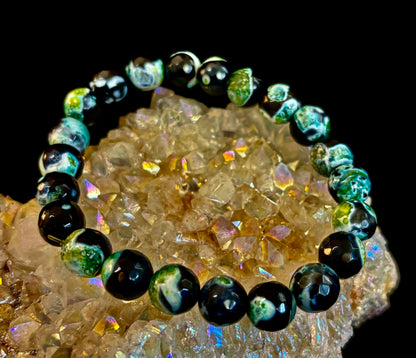 Green Ocean Jasper Energy Bracelet – 10mm Natural Ocean Jasper Bracelet for Grounding & Positive Energy