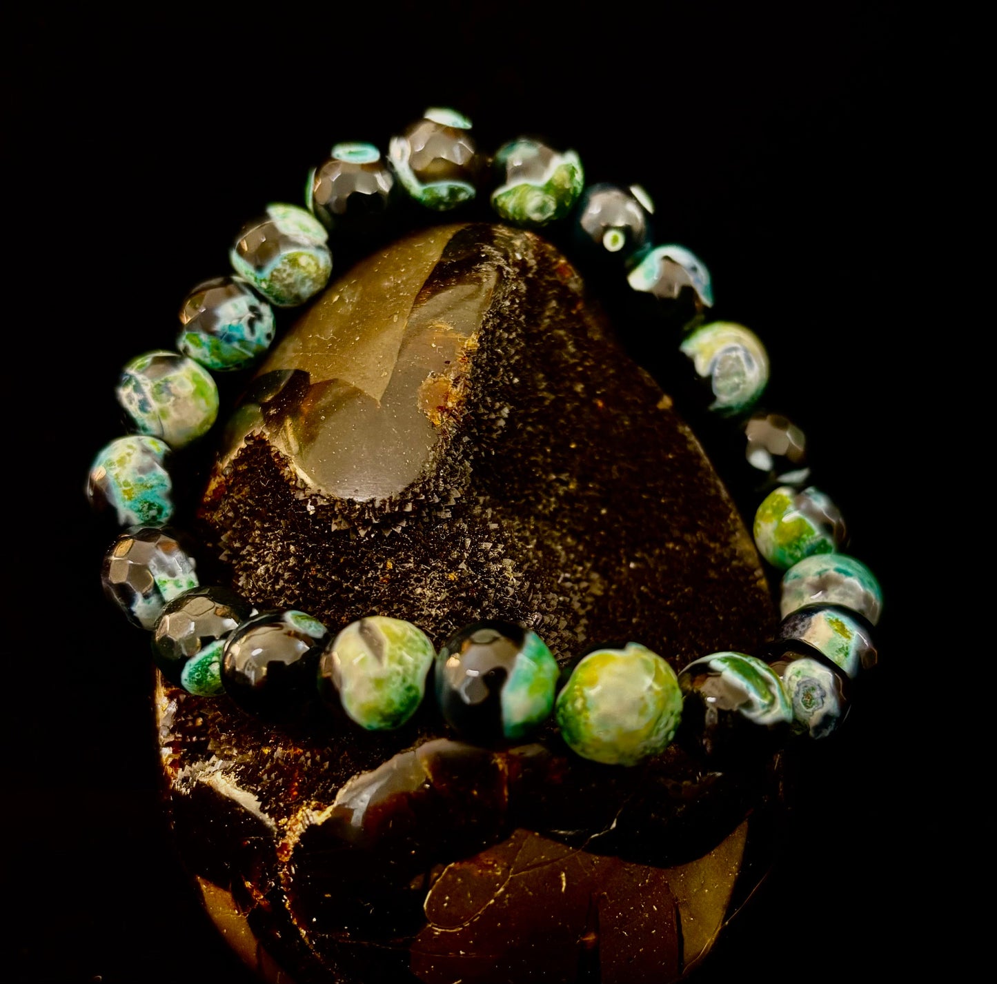Green Ocean Jasper Energy Bracelet – 10mm Natural Ocean Jasper Bracelet for Grounding & Positive Energy