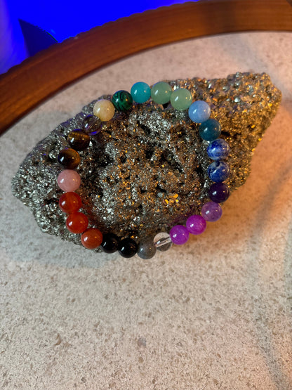 Repurposed Natural Stones and Recycled Glass Bracelet
