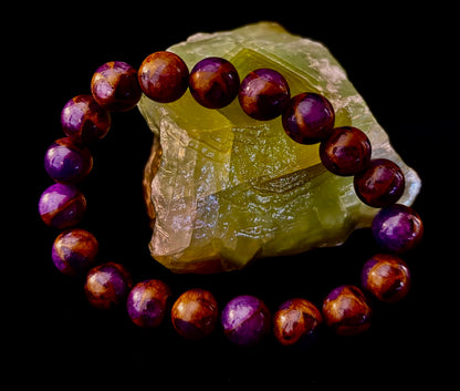 Purple Variscite Impression Bracelet – 10mm Beaded Bracelet | Medium Fit | Spiritual Energy & Statement Jewelry