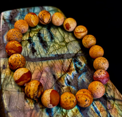 Matte Picture Jasper Power Bracelet – 10mm Grounding & Strength Stone Bracelet