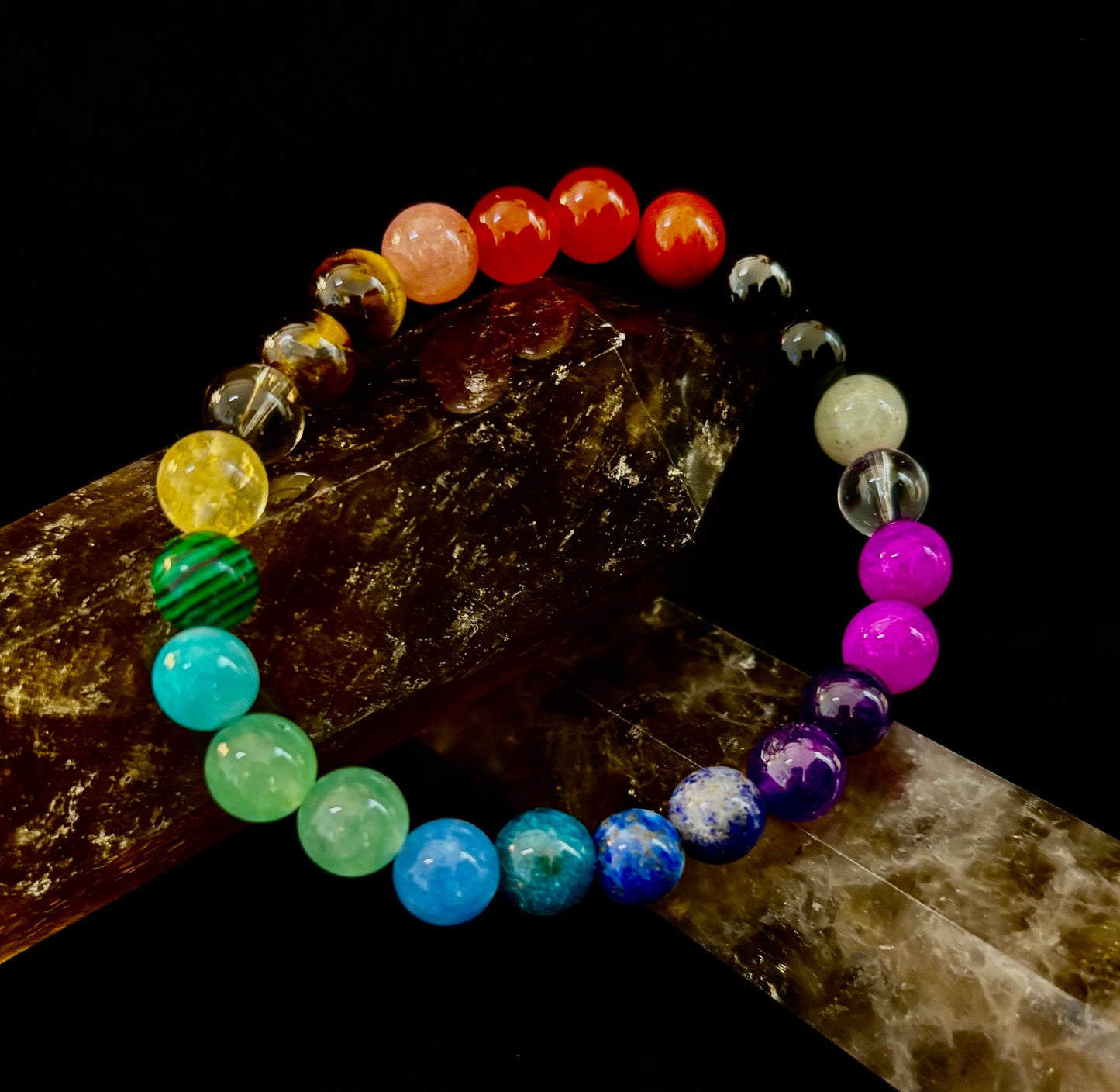 Repurposed Natural Stones and Recycled Glass Bracelet