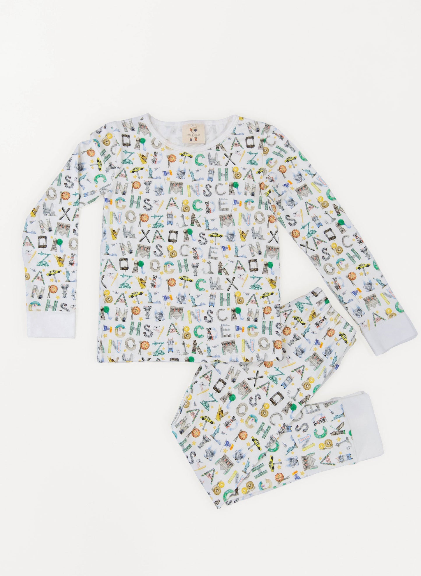Children's Two Piece Organic Pajamas - NYC Alphabet Soup