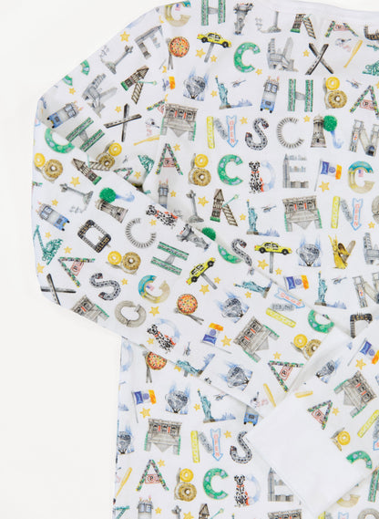 Children's Two Piece Organic Pajamas - NYC Alphabet Soup