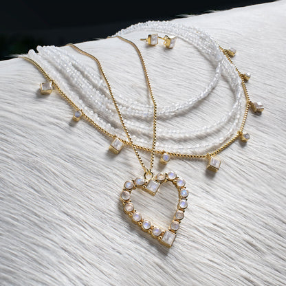 Keepsake - Moonstone Heart Necklace in Gold