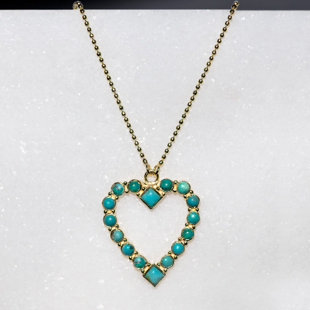 Keepsake - Turquoise Heart Necklace in Gold