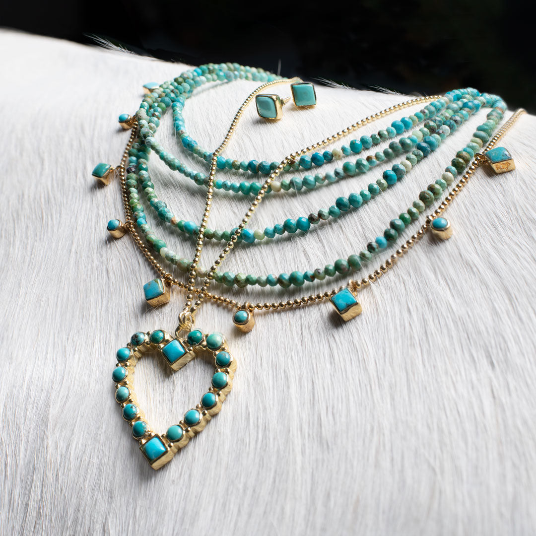 Keepsake - Turquoise Heart Necklace in Gold