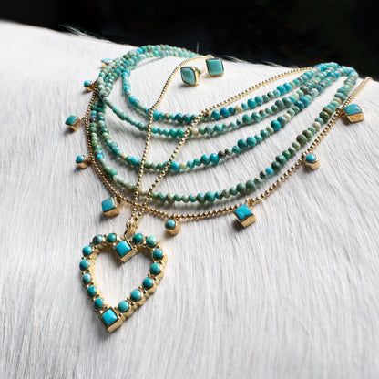 Keepsake - Turquoise Heart Necklace in Gold