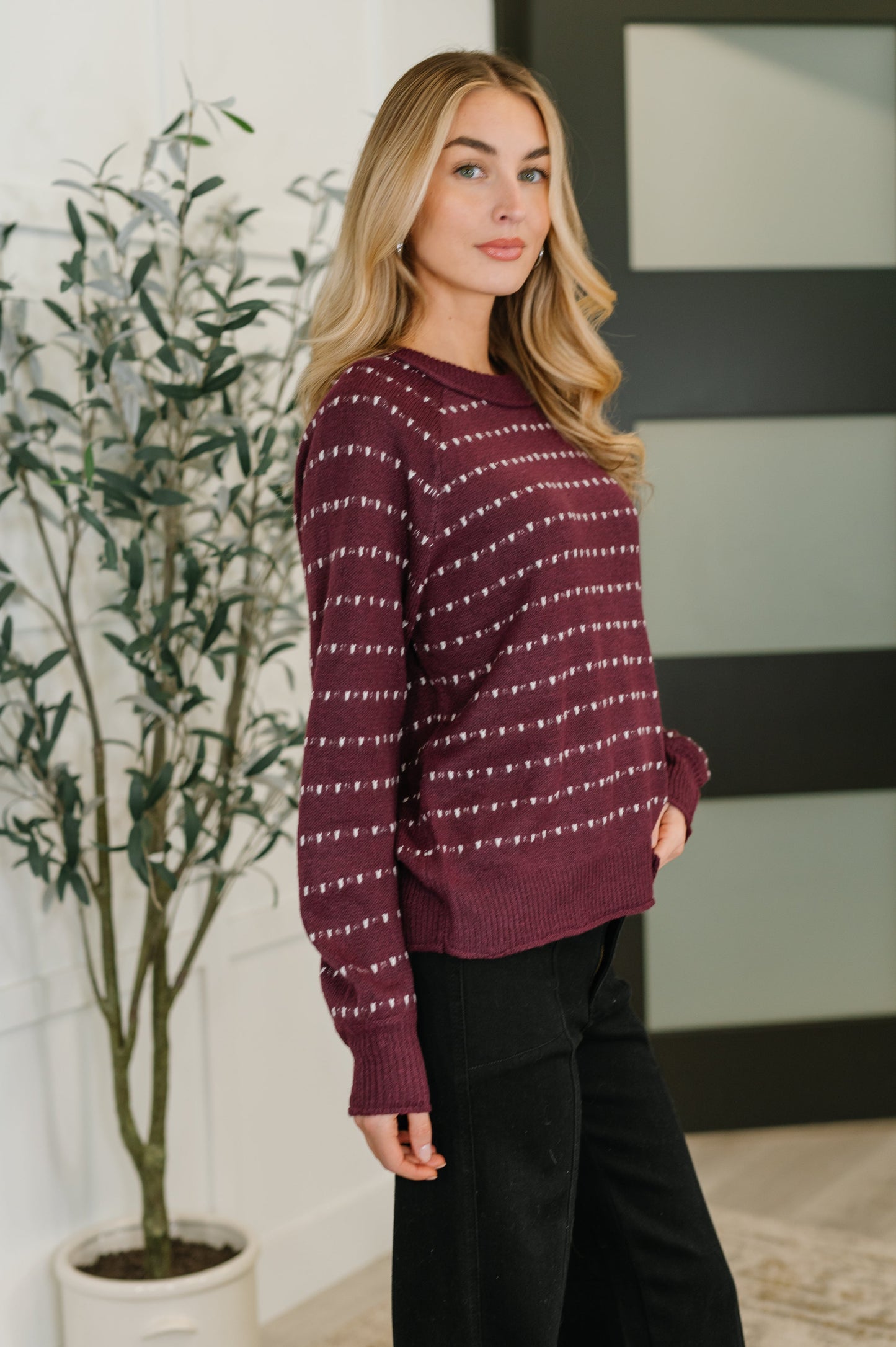 Leaves or Breeze Long Sleeve Knit Top