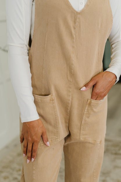 Little Miss Picnic V-Neck Jumpsuit in Brush