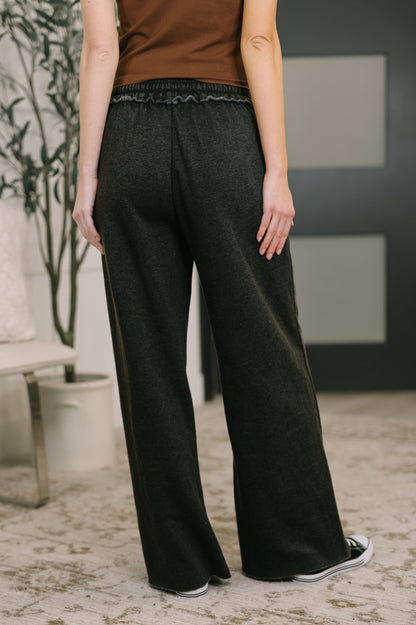 Nights Like This High Waist Palazzo Sweats in Ash Black