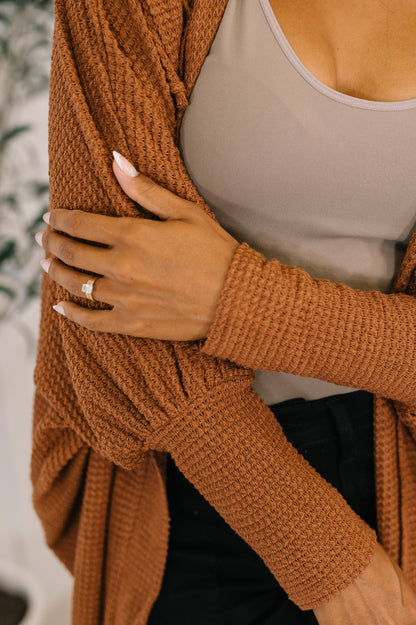 Pamper Travel Hooded Cardigan in Chestnut