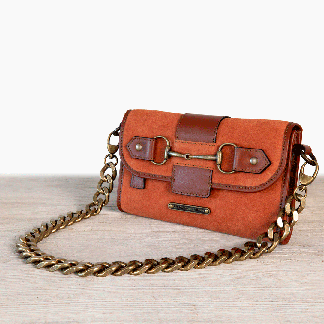 Dalton - Horse Bit Crossbody Luxury Leather Handbag in Cognac on Cognac